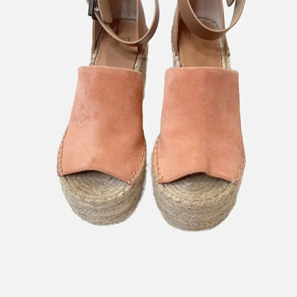 Marc Fisher LTD Women’s Mladalyn Espadrille Wedge Sandal Coral Suede Size 8.5 M